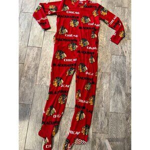 Chicago Blackhawks Pajamas PJ Romper‎ size Medium One Piece Pockets NHL Hockey